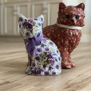 Two decorative glass cats home decor